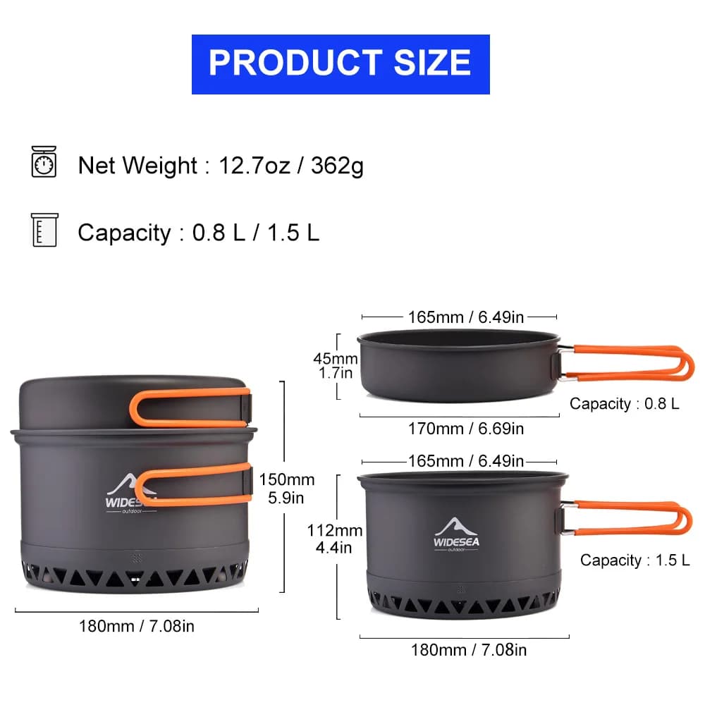 Ensemble de Cuisson Camping ESEA 1,3L et 2,3L - Batterie Marmite Bouilloire Ustensiles de Voyage
