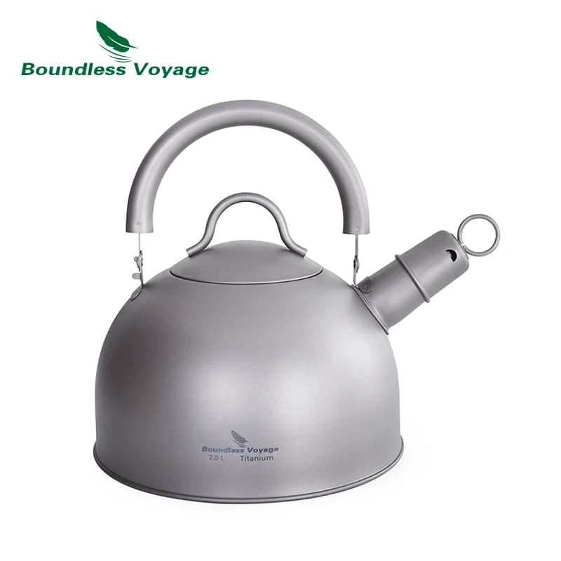 Bouilloire Titane Ultralégère 2L pour Randonnée et Pêche - Pot d'Eau Extérieur Grande Capacité avec Buzzer