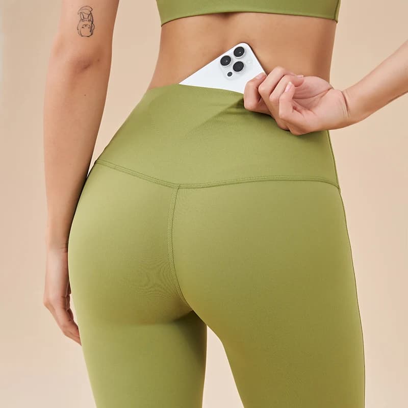 Pantalons de sport femme SOISOU - Leggings yoga respirants avec poche arrière pour pêche active