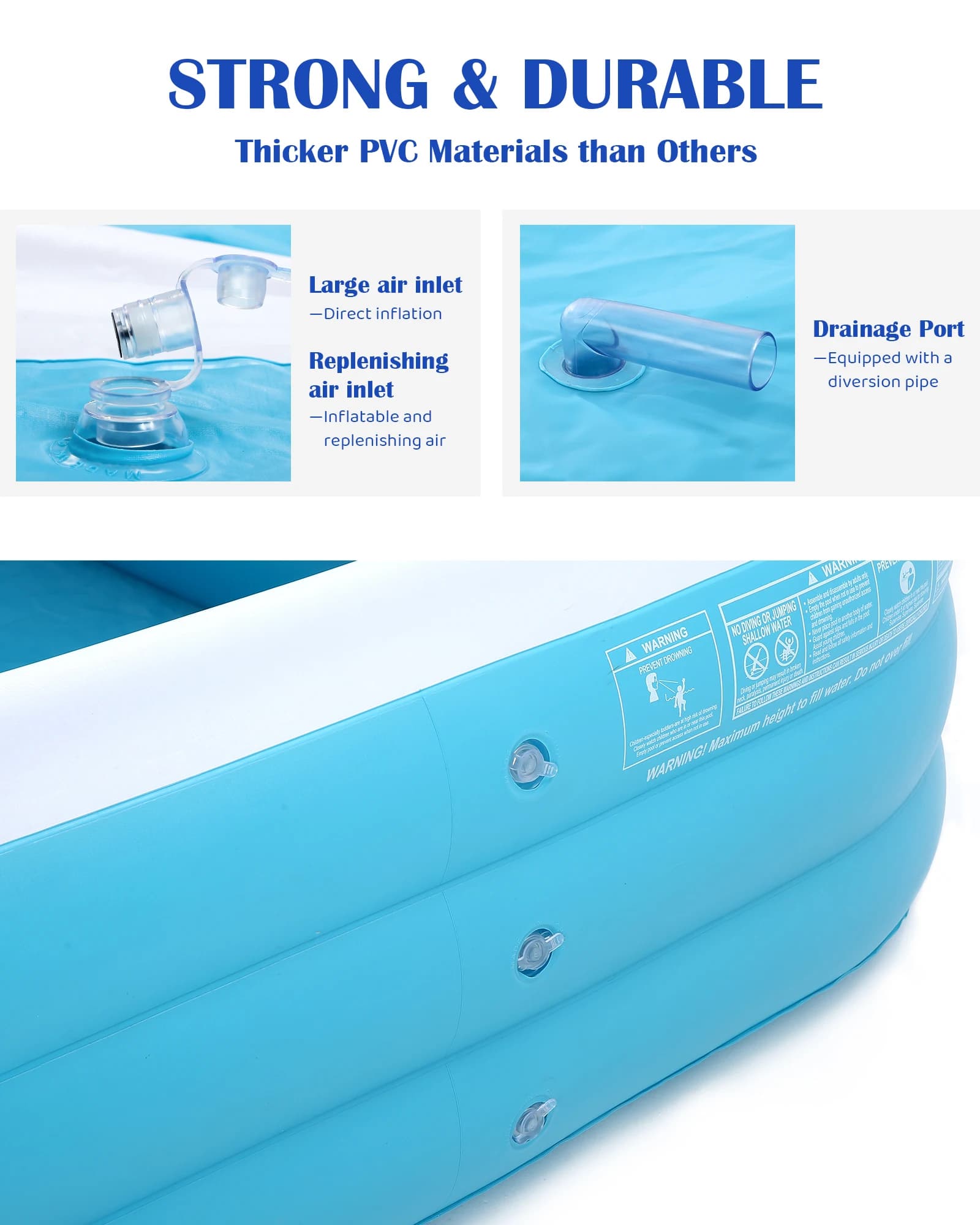 Piscine gonflable familiale 120 pouces bleue pour jardin et extérieur été centre de natation