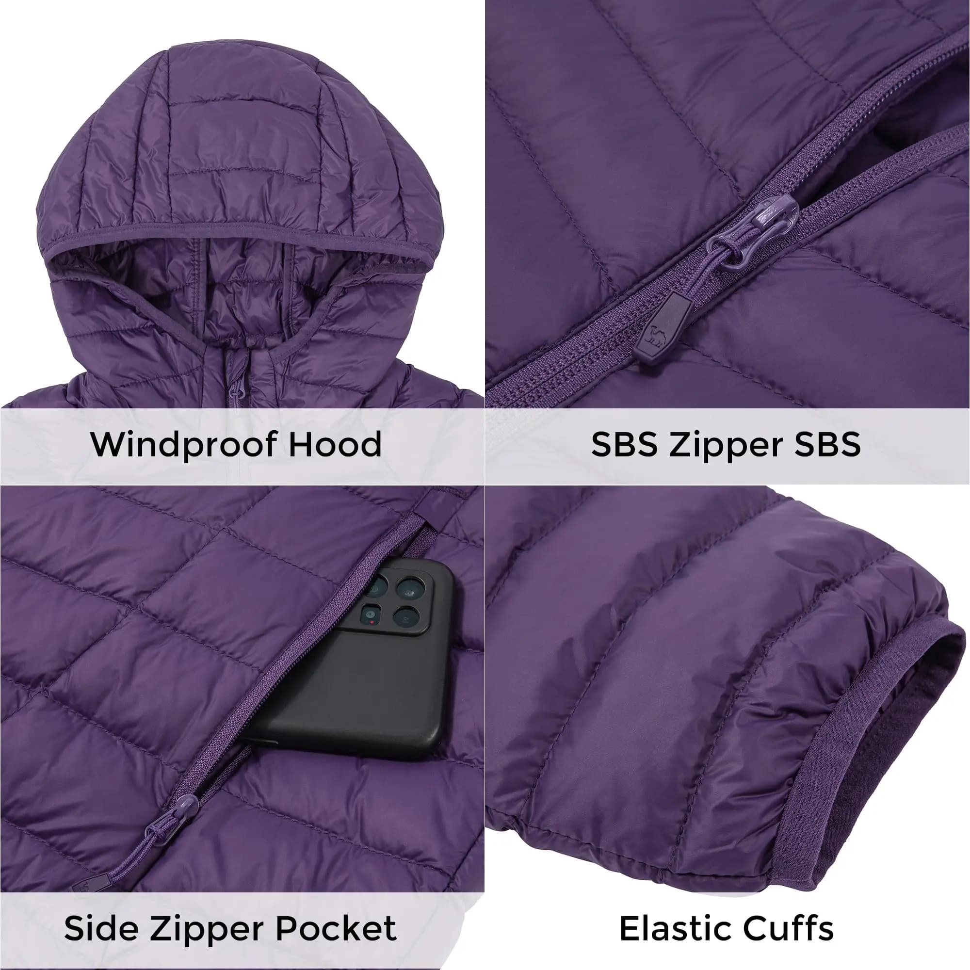 Doudoune courte GOLDEN CAMEL pour femme - Veste légère chaude et coupe-vent pour pêche hivernale