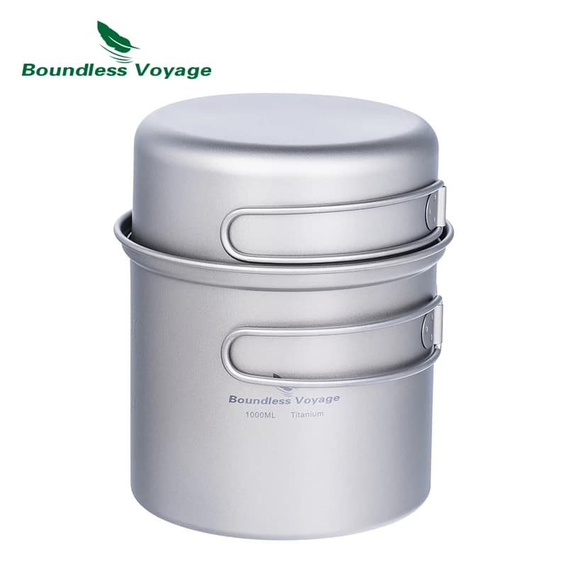 Ensemble de casseroles camping titane mini avec poignée pliante pour randonnée pique-nique voyage léger
