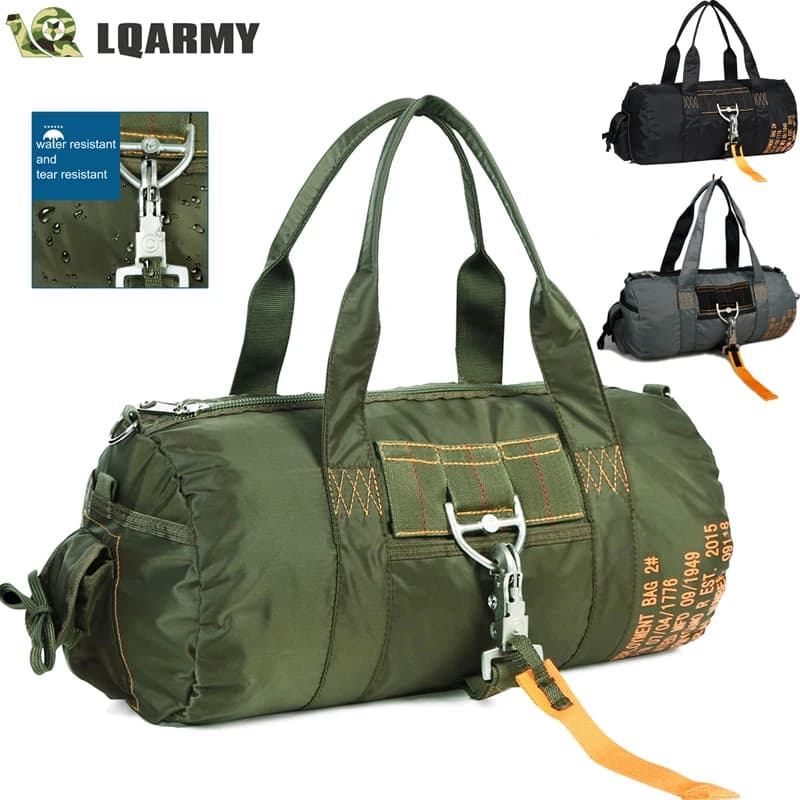 Sac de voyage pêche extérieur LQARMY-DulParachute, sac bandoulière étanche nylon 1000D pour camping et randonnée