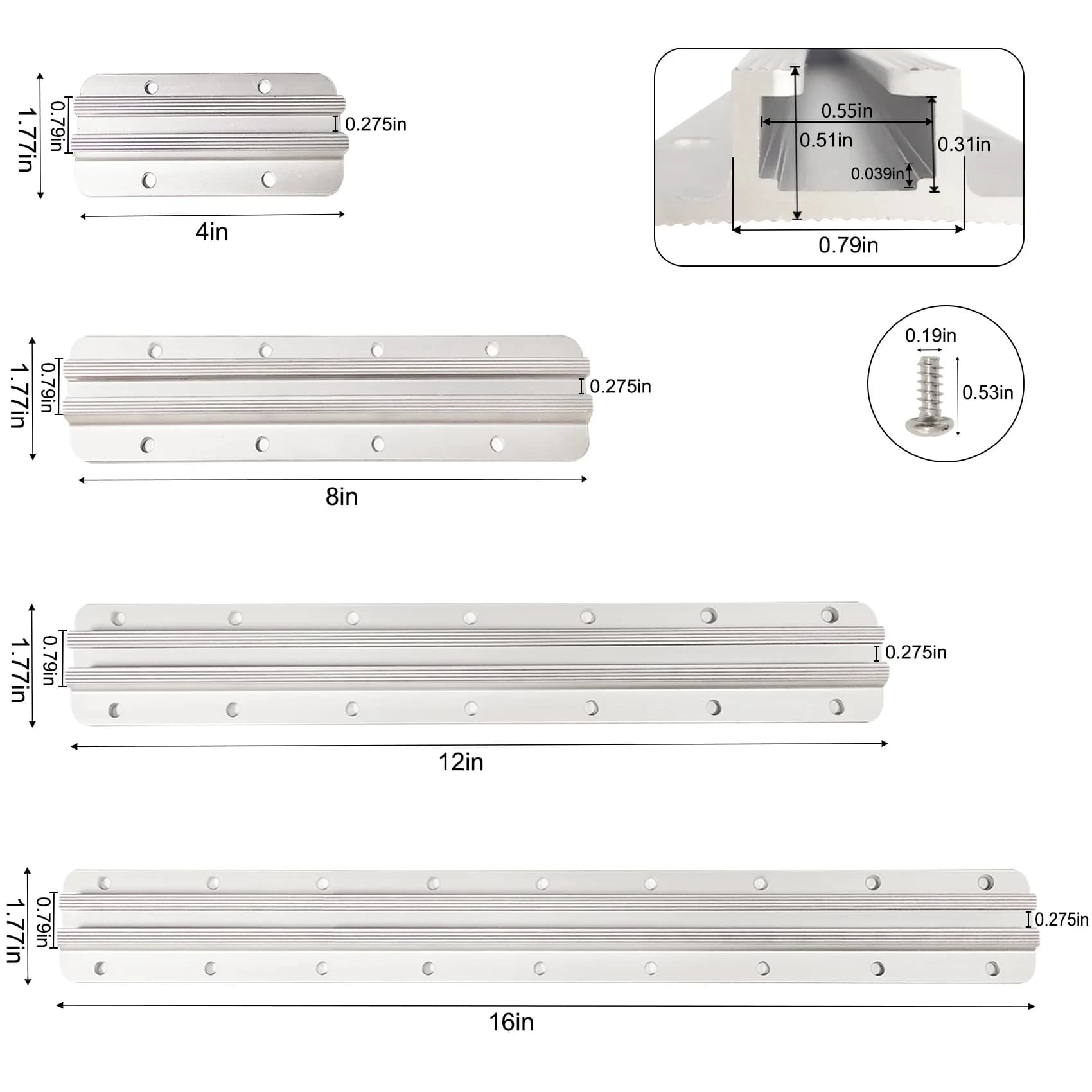 Rail en aluminium pour kayak - Système de fixation modulaire pour accessoires pêche - Support canne et monture universelle