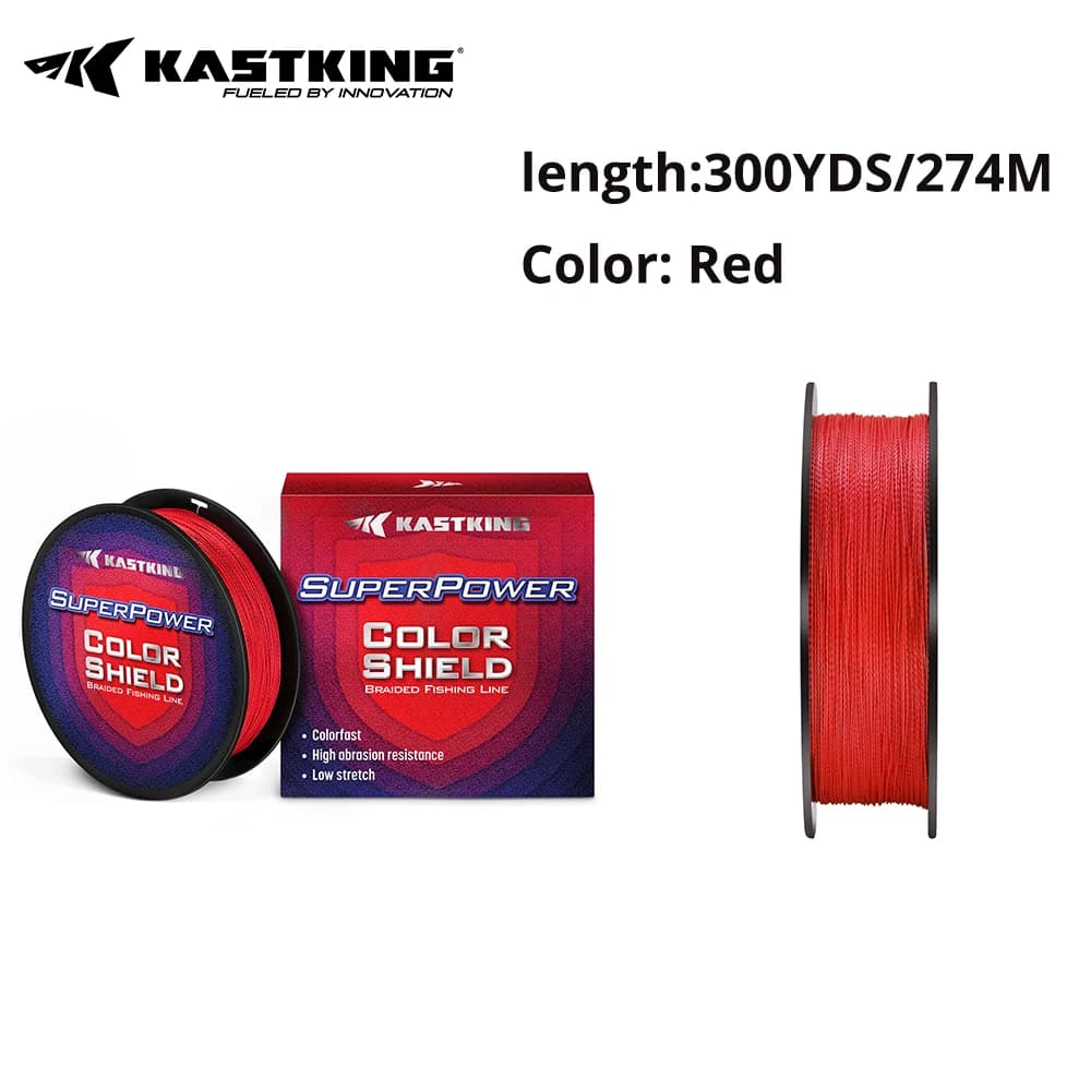 Ligne de pêche KastKing Superpower ColorShield PE tressée 4 brins 10-80LB pour pêche de la carpe