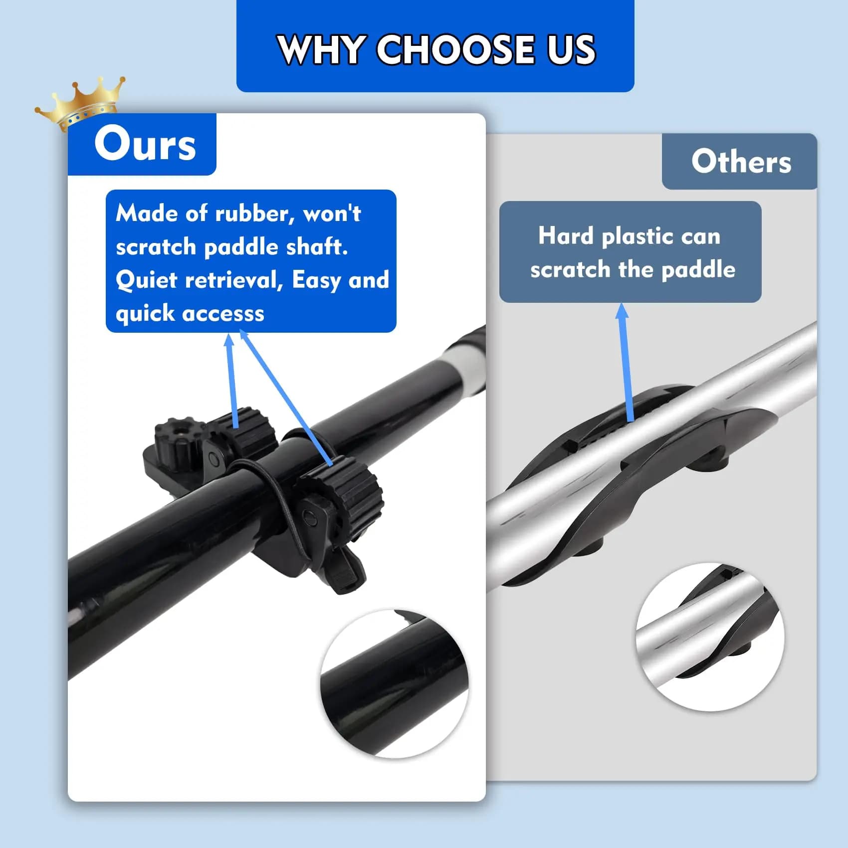 Support de pagaie kayak extensible 2 pièces - Accessoire montage rail pour pêche et navigation