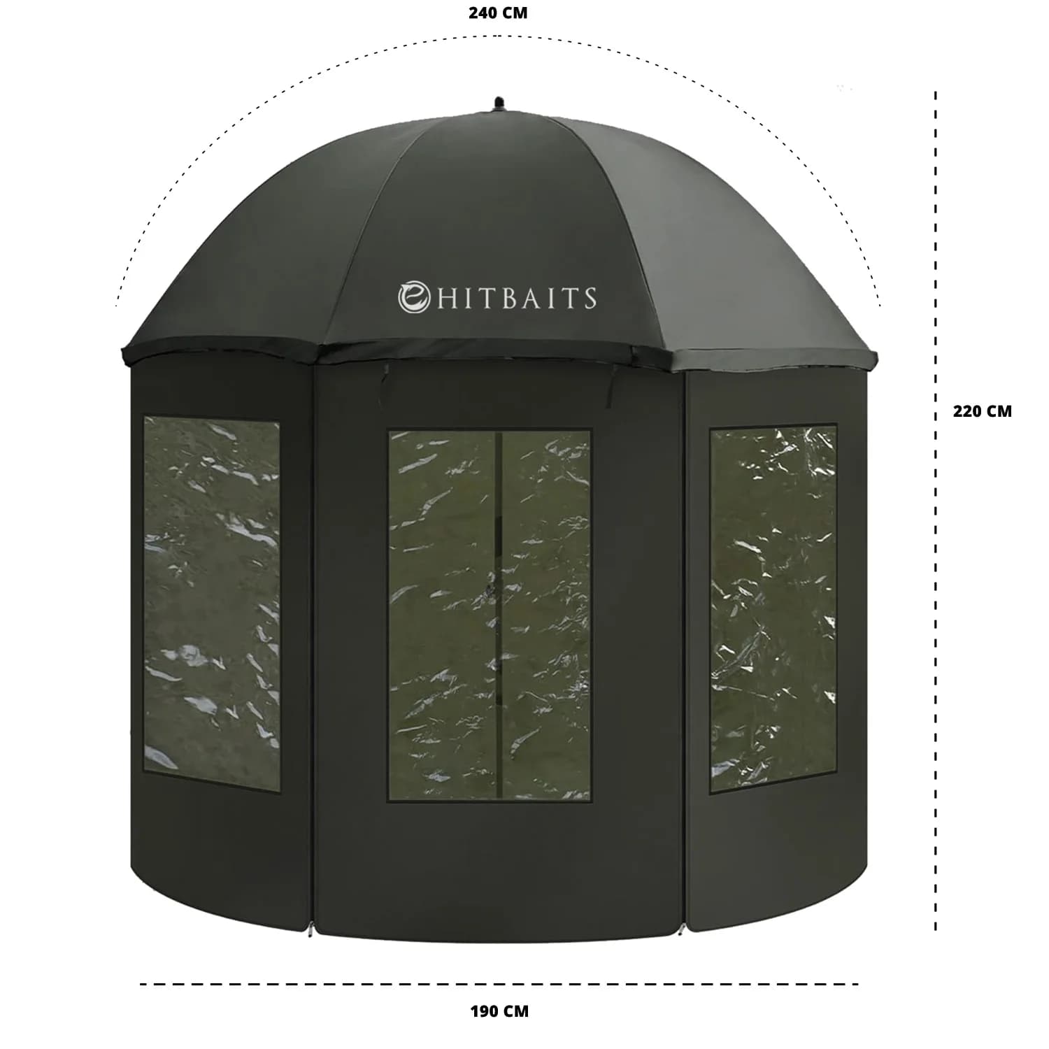 Tente parapluie de pêche imperméable Alpha 240 cm complète avec boîtes étanches intégrées