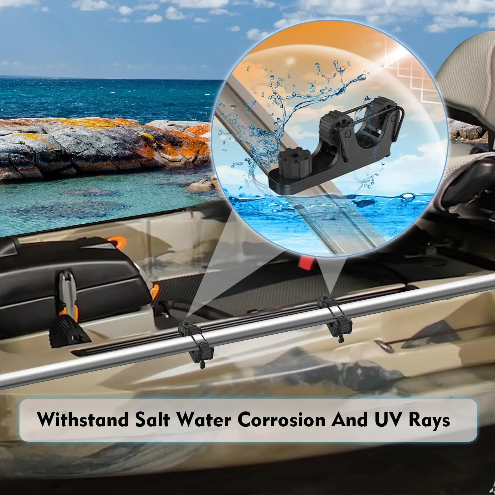 Support de pagaie kayak extensible 2 pièces - Accessoire montage rail pour pêche et navigation