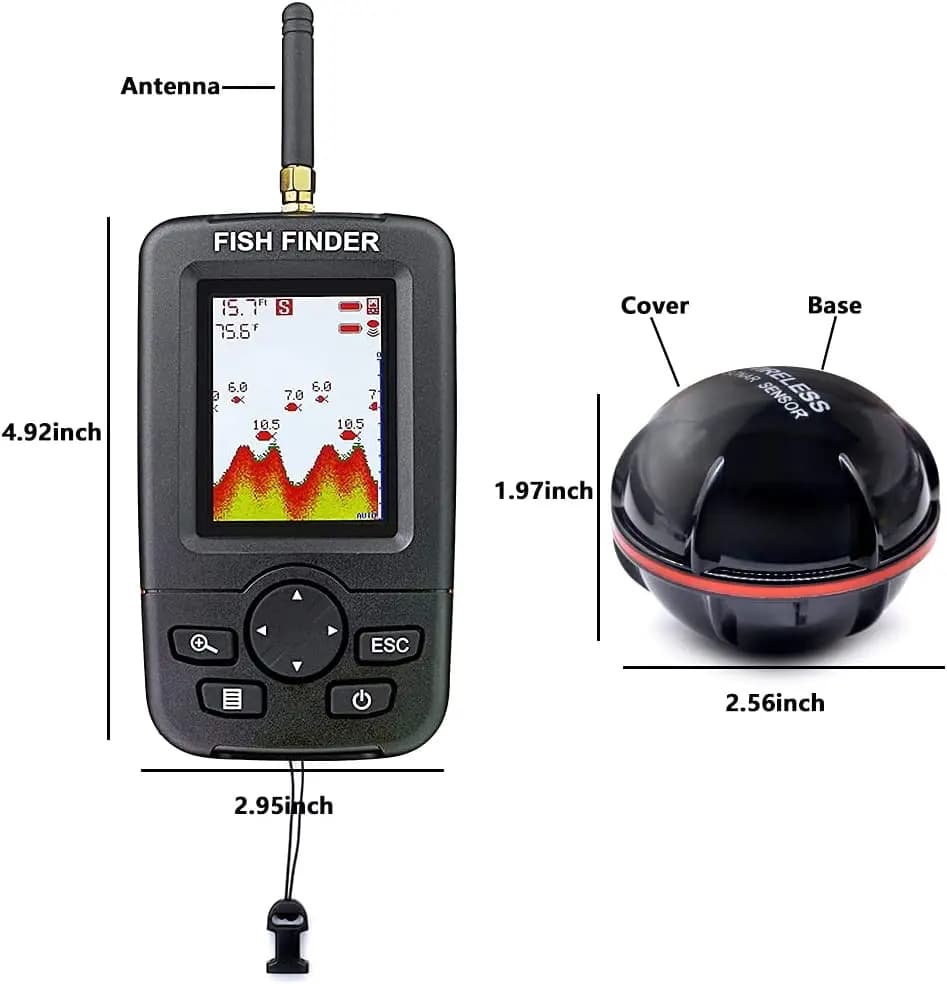 Détecteur poissons sans fil Pupopan sonar alertes pêche échosondeur portable pour eau douce et mer