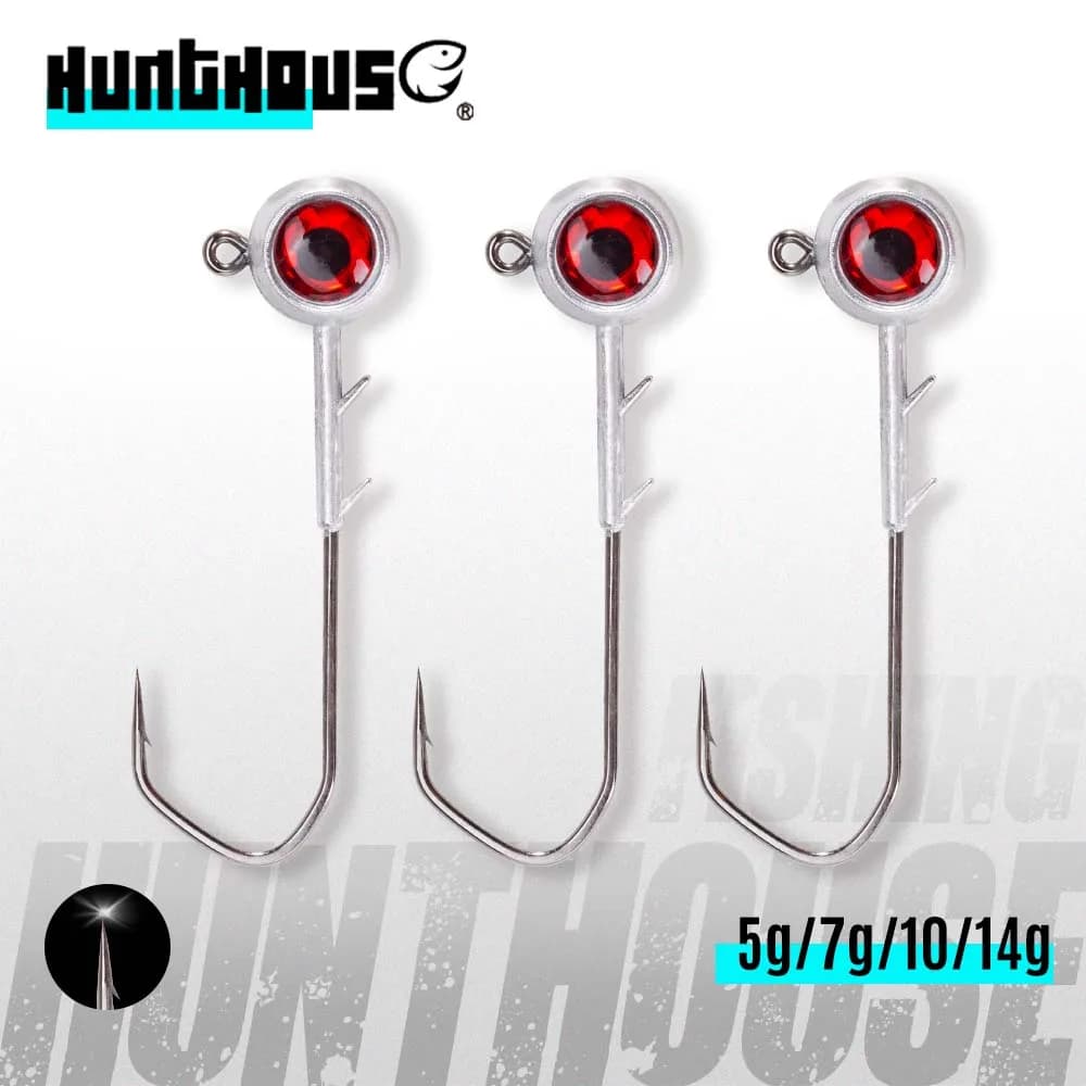 Hameçons de pêche Ajing Hunthouse 5g 7g 10g 14g, tête plombée zinc pour leurre rockfish et sébaste