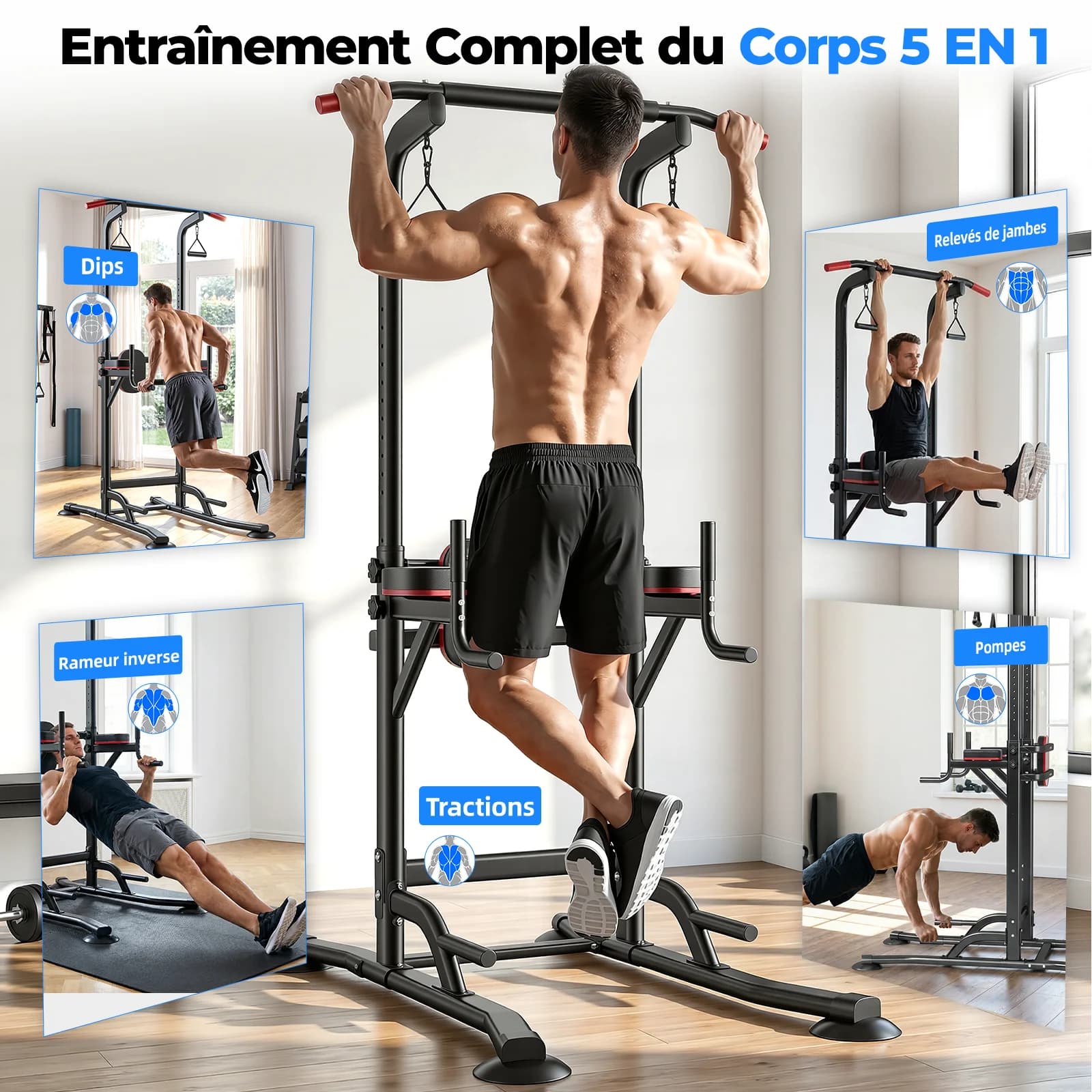Roue d'abdominaux traction multifonction 200kg - Roue fitness abdos et musculation à domicile