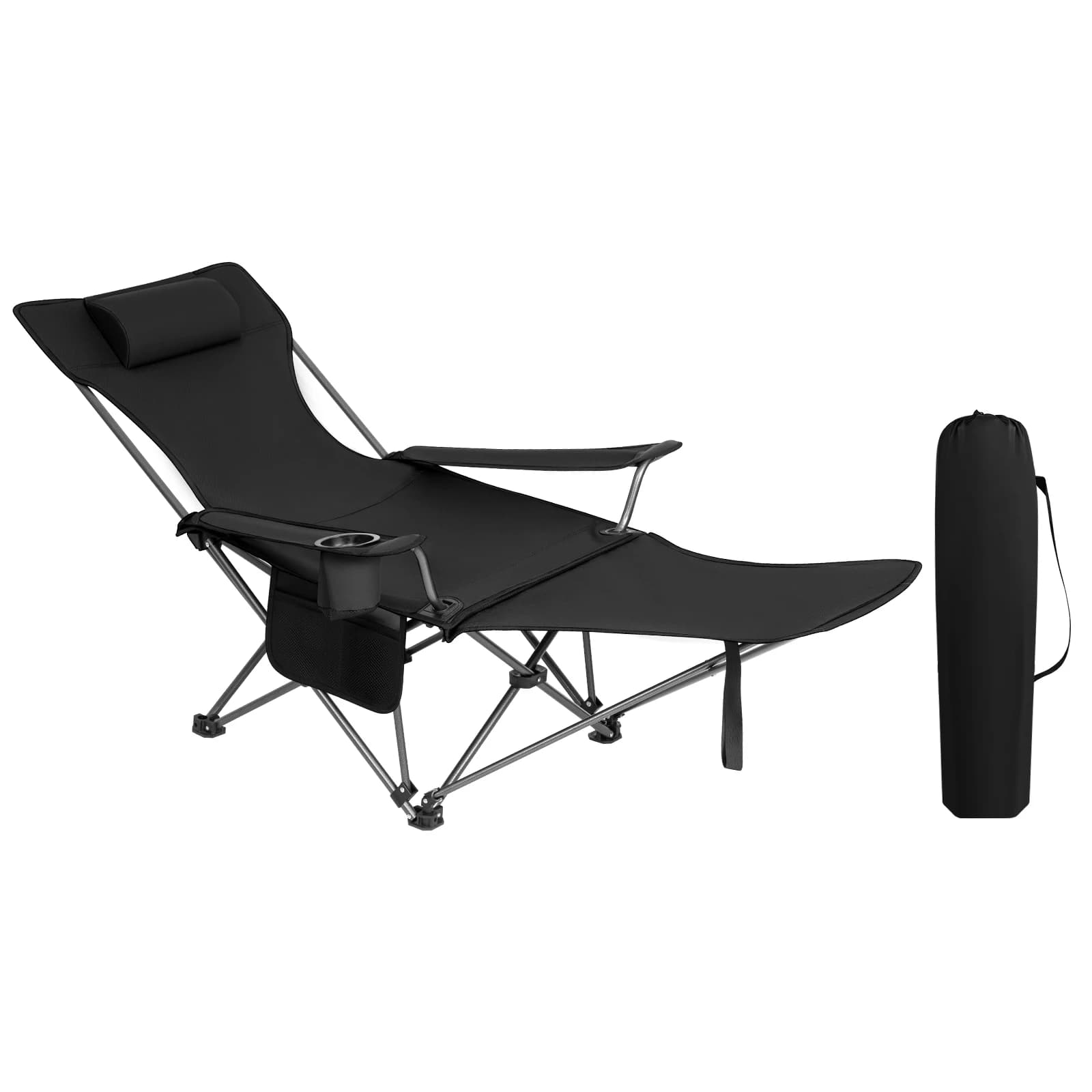 Chaise pêche pliante WOLTU avec repose-pieds et appui-tête réglables confortable