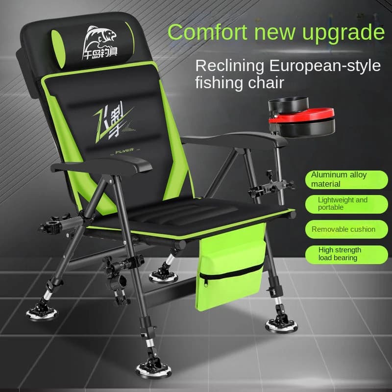 Chaise de pêche européenne pliable inclinable tout terrain portable multifonction radeau