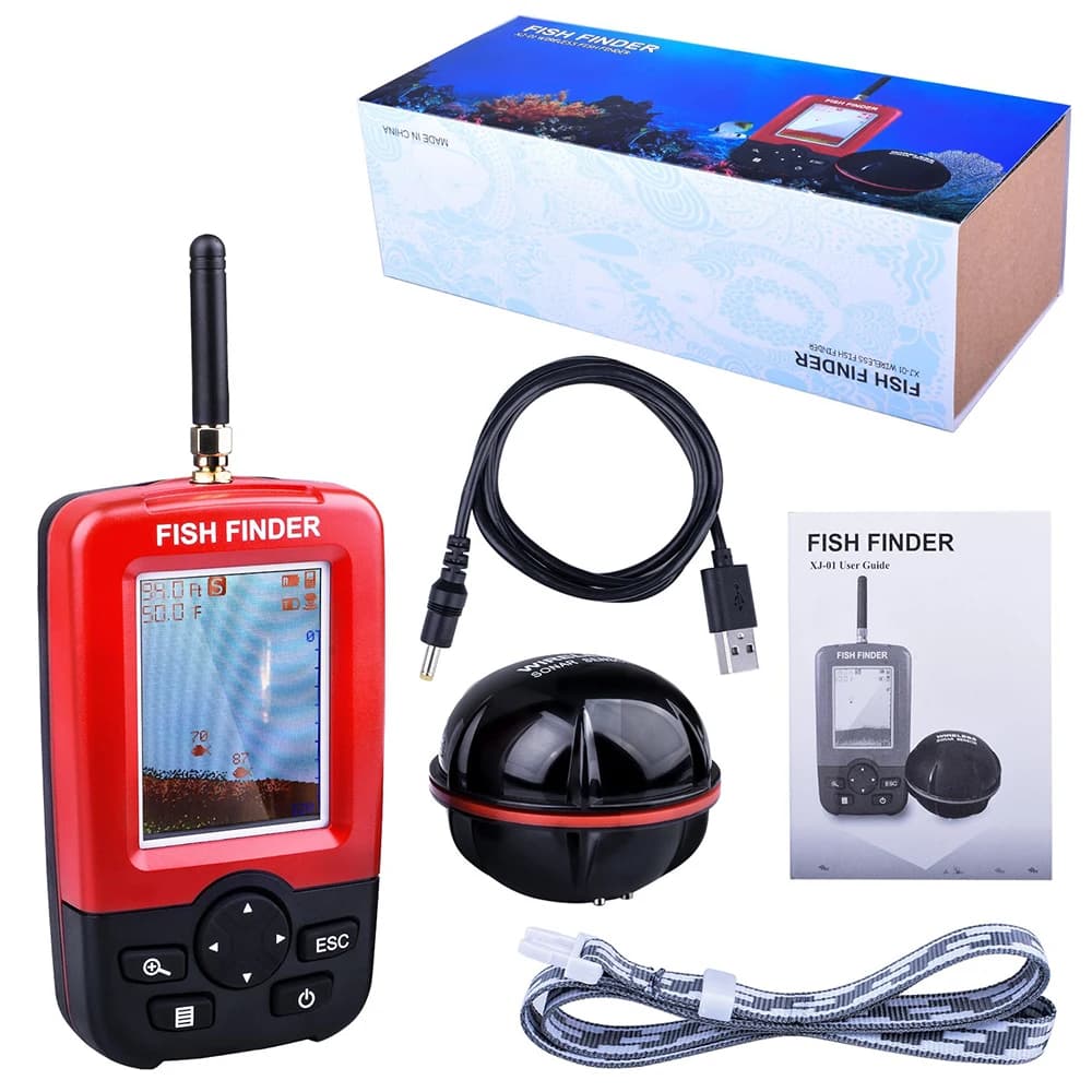 Détecteur de poissons portable sans fil 45M - Sonar avec alarme pour pêche mer rivière lac