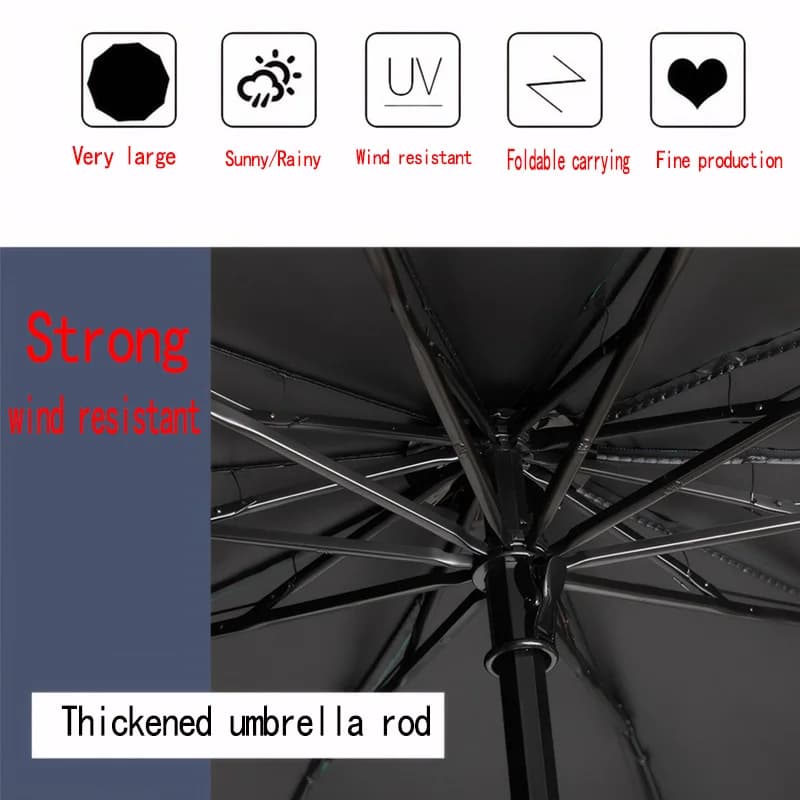 Parapluie pliant extra-large anti-vent - Pour toute la famille, pêche, voyage et affaires