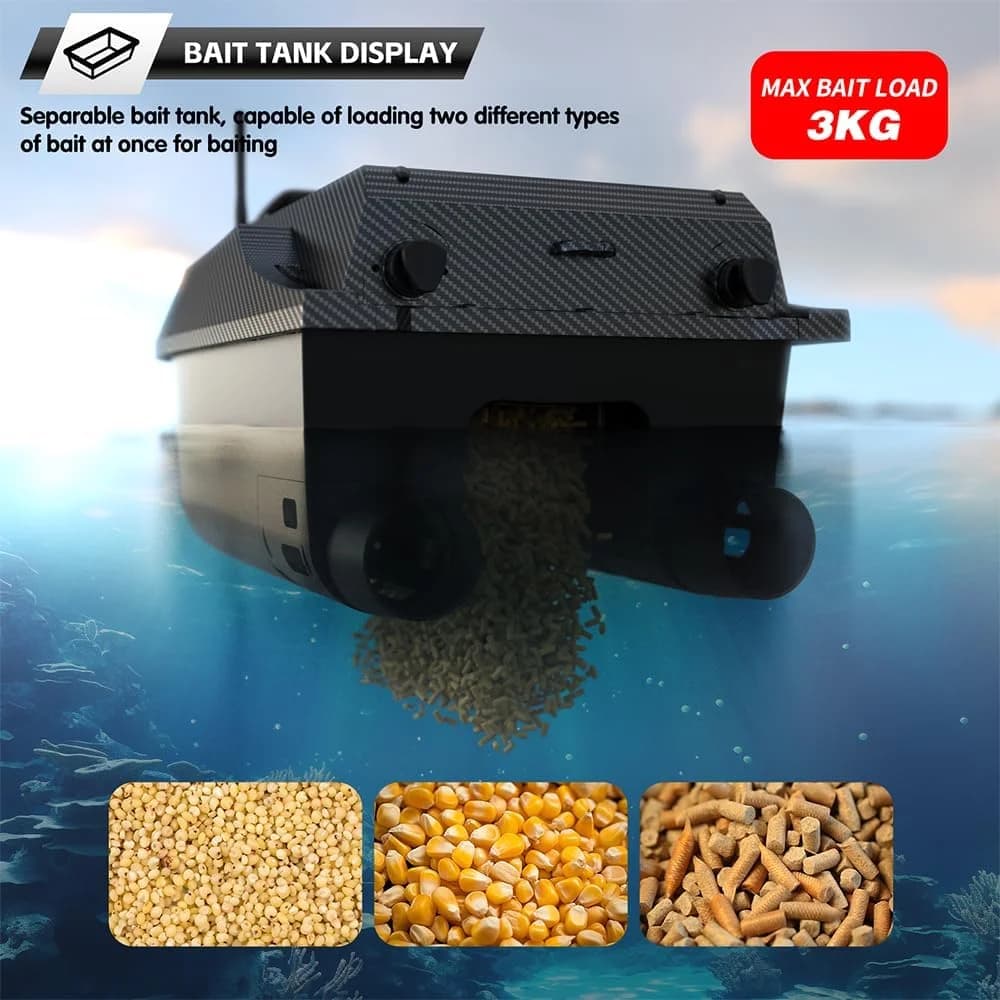 Bateau appât Sonar V080 12V 800m avec sondeur 9 spots - Trawler intelligent double moteur pour pêche carpe