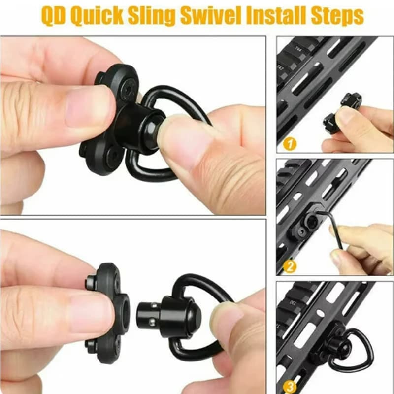 Attache rapide M-LOK QD avec swivels pour bretelle fusil - adaptateur rail détachable chasse