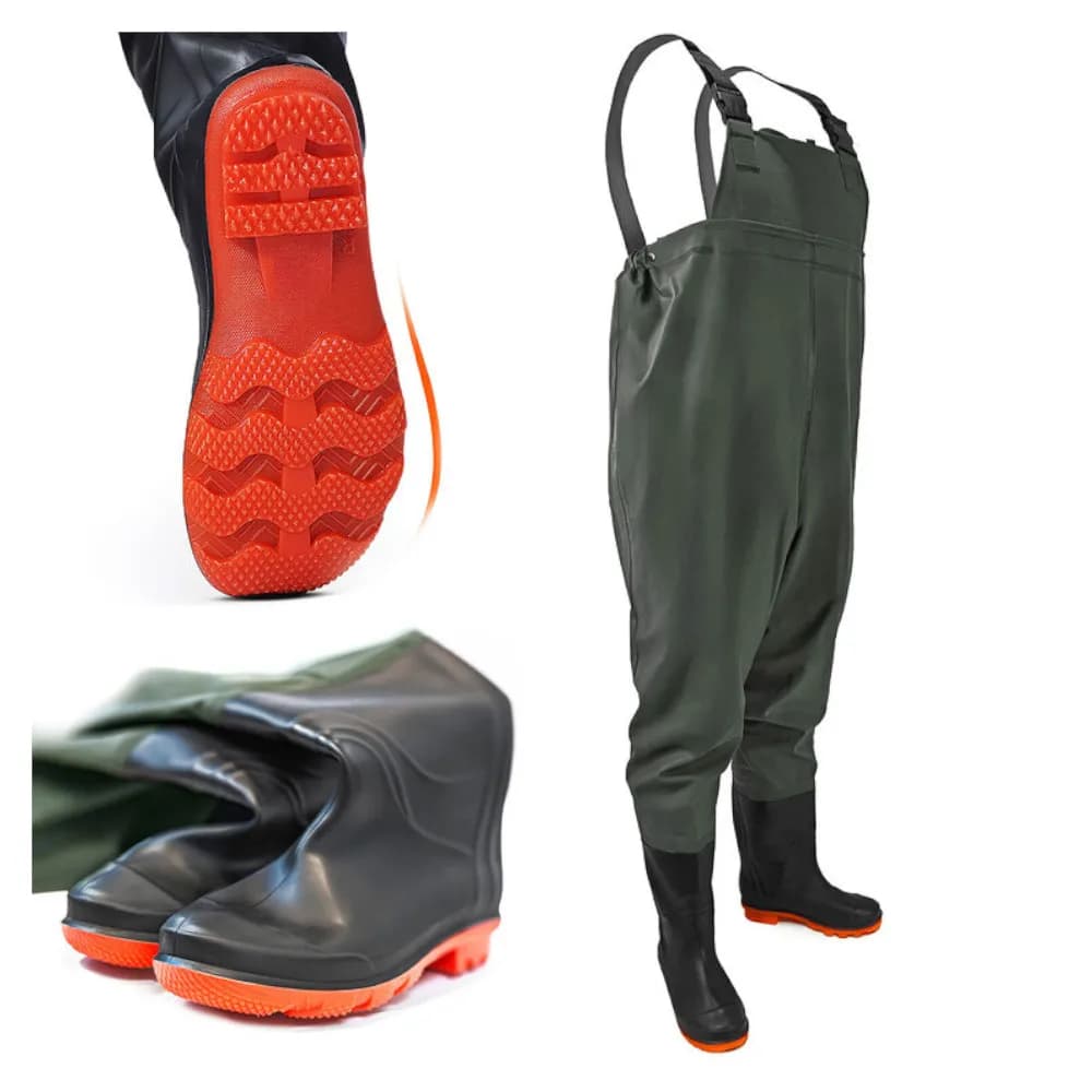 Pantalon de pêche waders en caoutchouc OMEGA avec bavette taille 45 pour pêcheur
