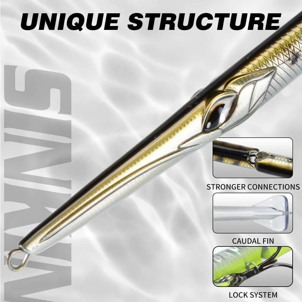 Leurre crayon articulé Hunthouse 3 sections 180-255mm - swimbait coulant pour bar et loup de mer