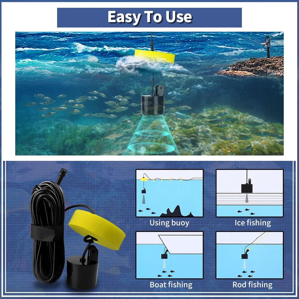 Échosondeur portable Erchang pour kayak pêche sonar main profondeur eau détecteur poissons castable