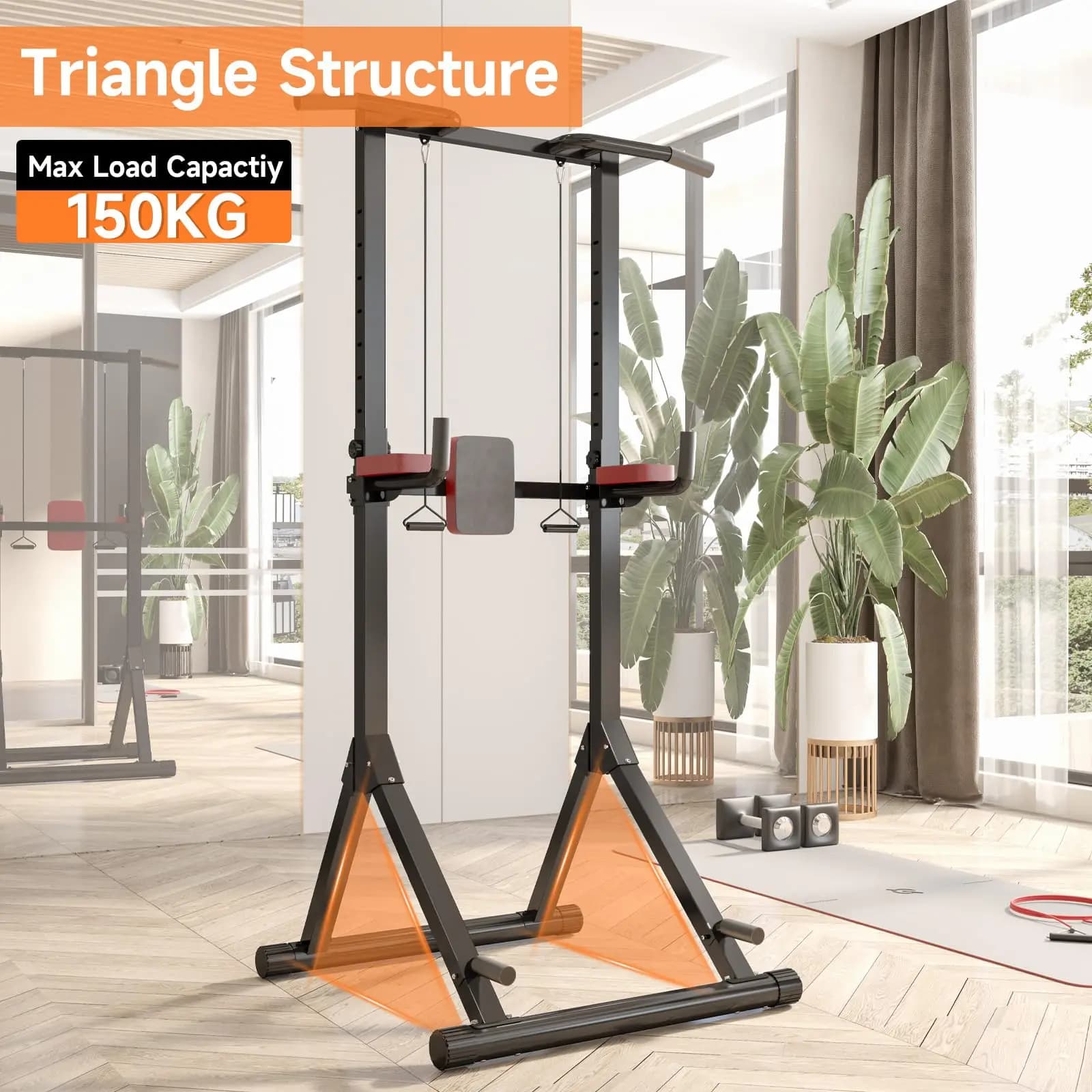 Power Tower pliable station dips réglable multifonction entraînement force 150kg - Équipement fitness maison
