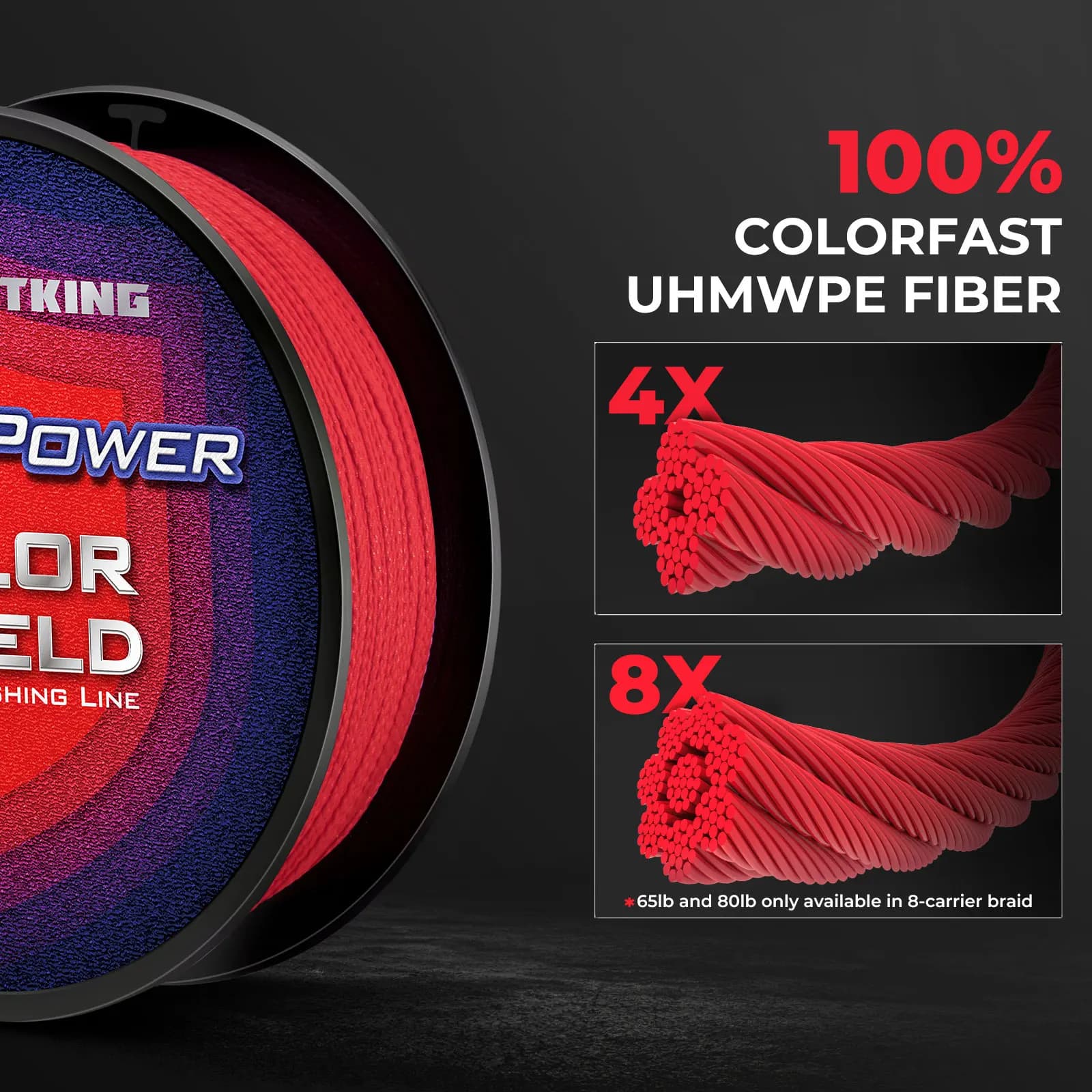 Ligne de pêche KastKing Superpower ColorShield PE tressée 4 brins 10-80LB pour pêche de la carpe