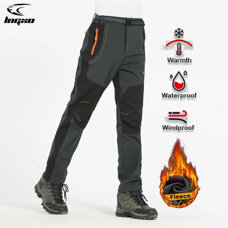 Pantalon homme hiver polaire épais imperméable coupe-vent softshell pour randonnée trekking camping et ski