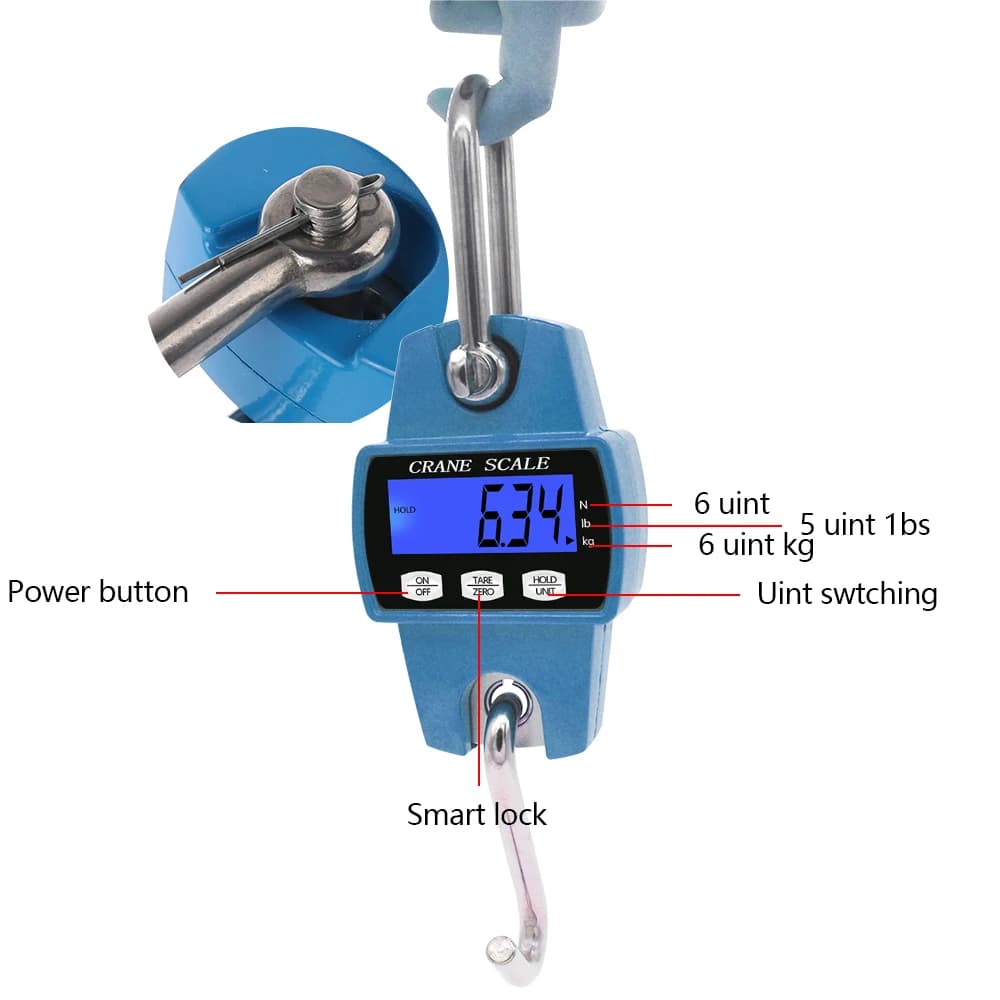 Balance de pêche digitale 200kg 300kg 500kg crochet inox portable pour peser gros poissons et matériel