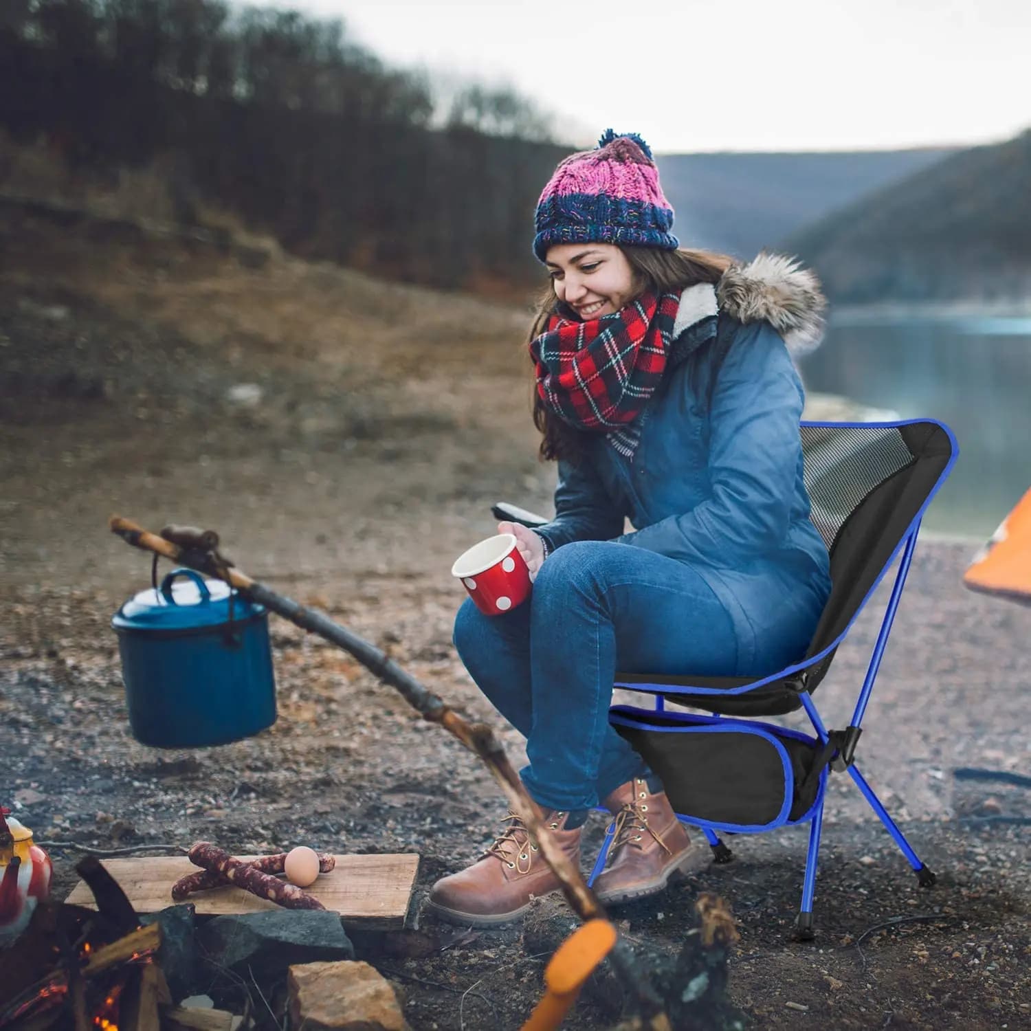 Fauteuil pliant ultra-léger démontable pour pêche nomade, camping et randonnée