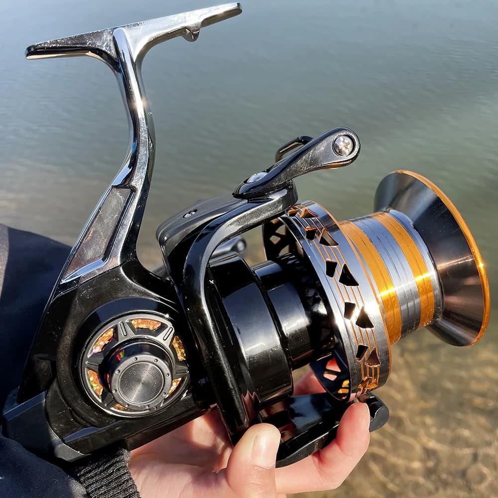 Moulinet de pêche spinning 12000 sel longue distance avec frein 30kg pour gros poissons et surfcasting