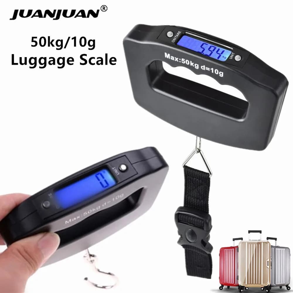 Pèse-personne électronique portable 50Kg mini accrocheur pêche balance numérique affichage bleu précision 10g