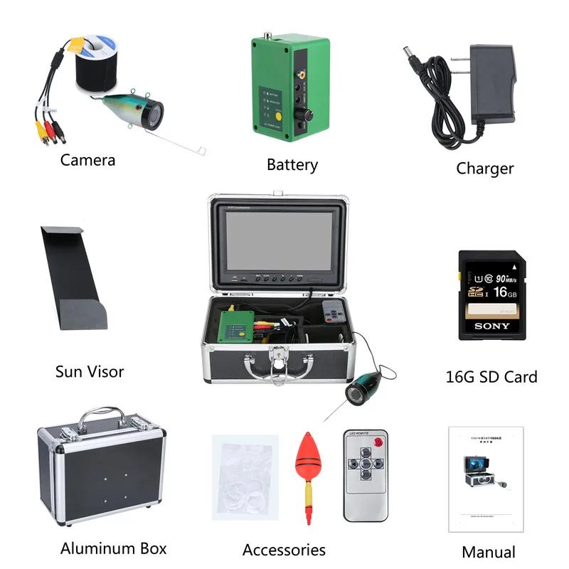 Caméra pêche sous-marine 9 pouces DVR 1080P double LED 15m/30m pour glace mer enregistrement HD