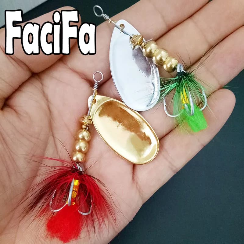 Leurre Spinner Bait en laiton avec hameçon triple pour pêche à la carpe et carnassiers