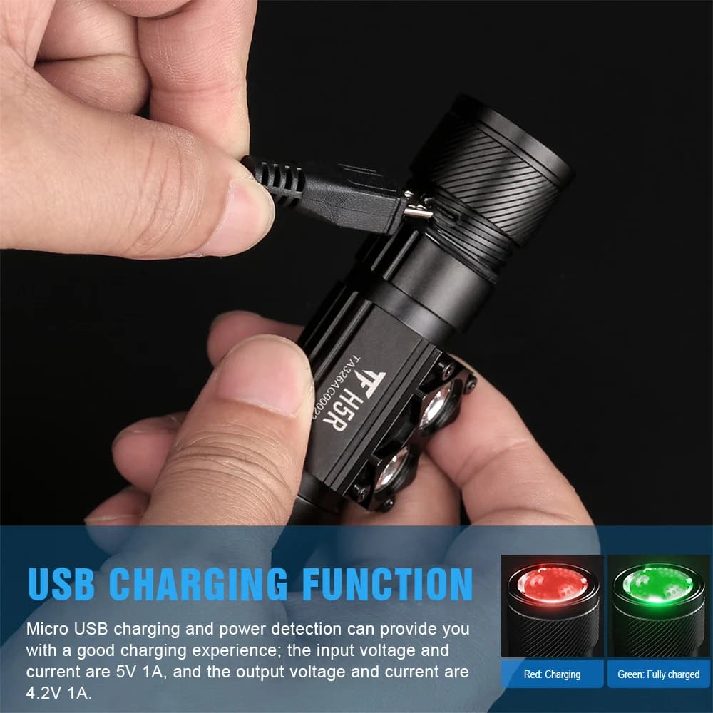 Lampe frontale Trustfire H5R rechargeable USB 600lm pour pêche, chasse et camping