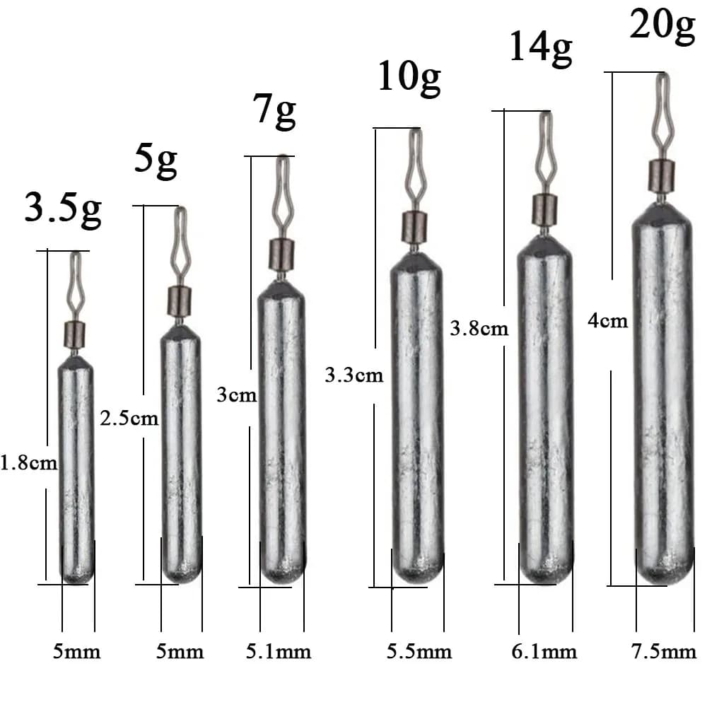 Lot de 10 plombs Drop Shot pour la pêche, poids de 3.5g à 20g, accessoires montage