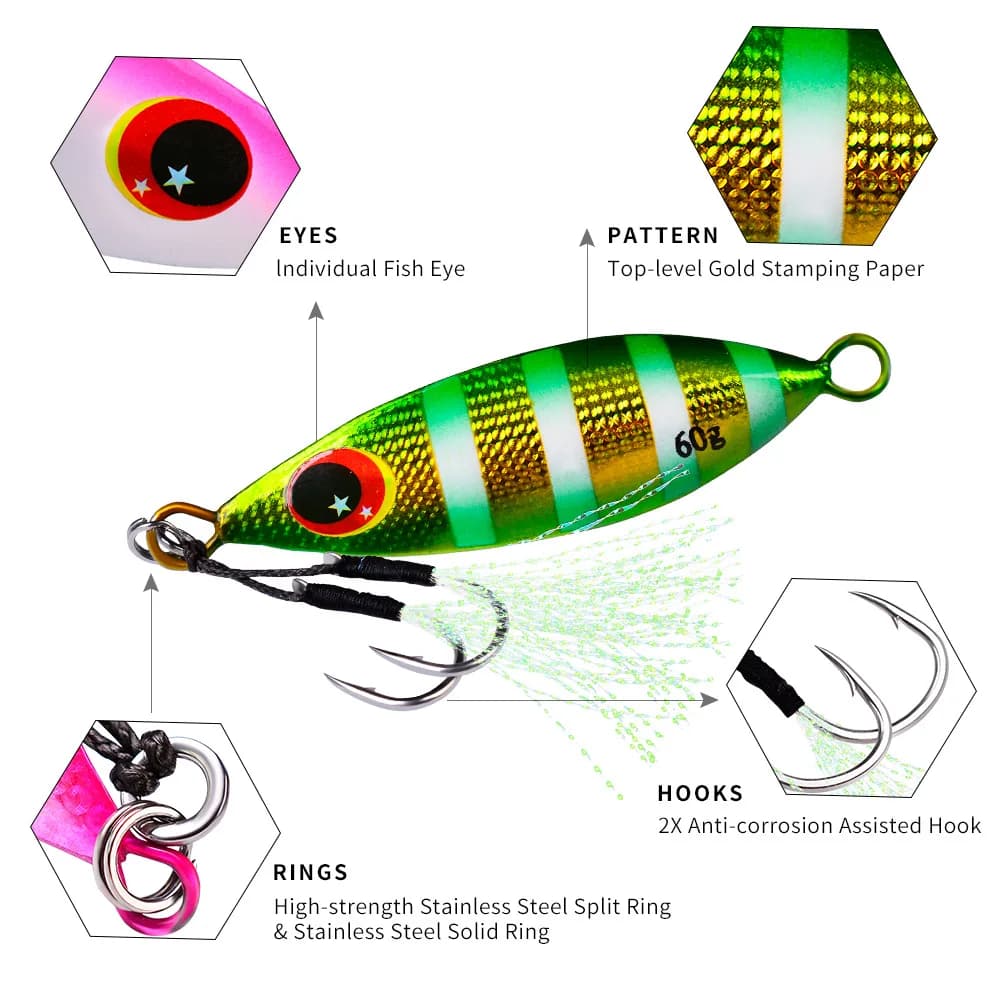 Big Jig 10g-60g holographique - leurre métallique brillant pour pêche en mer - appât artificiel bass