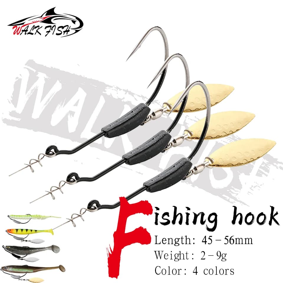 Leurre métal cuiller WALK FISH 3 à 9g avec hameçon offset anti-rotation et séquins pour pêche aux leurres