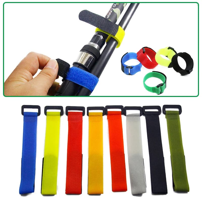 Sangles fixation canne pêche 5/10/20pcs - Attaches rapides ceinture porte-canne pêche extérieur