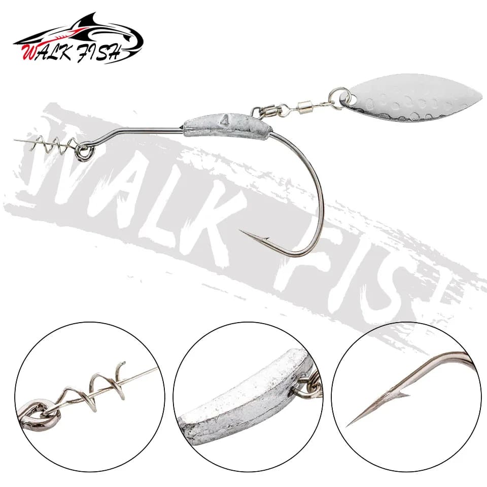 Leurre métal cuiller WALK FISH 3 à 9g avec hameçon offset anti-rotation et séquins pour pêche aux leurres
