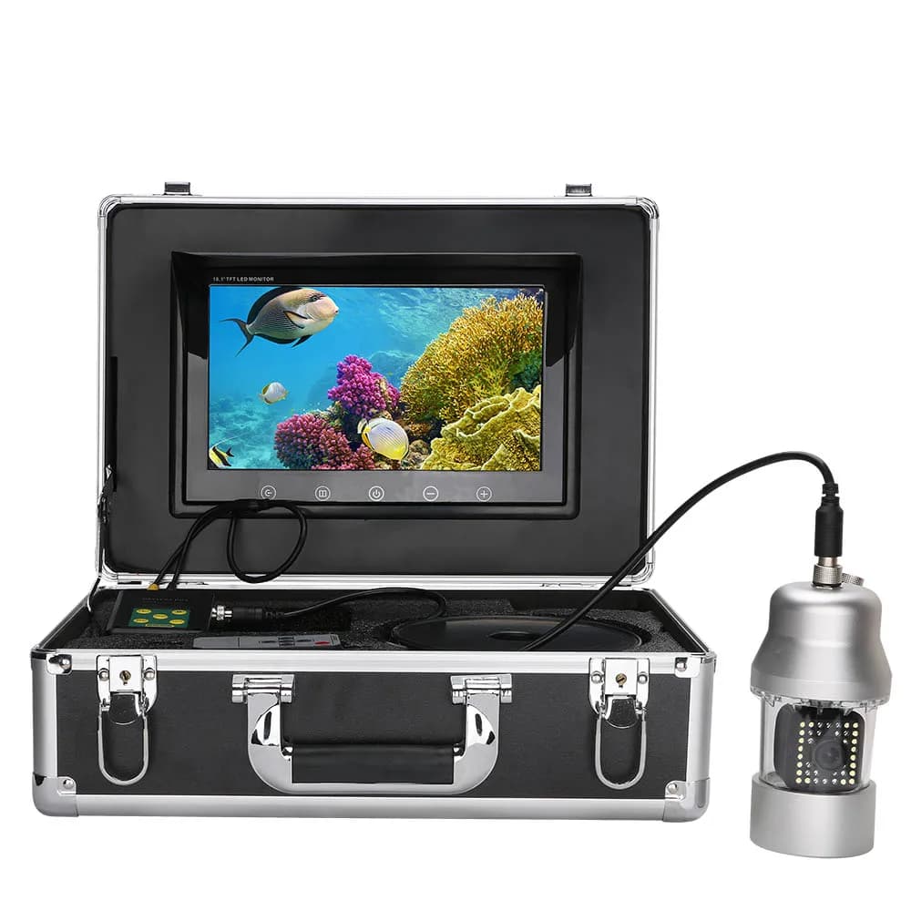 Caméra sous-marine rotative 360° pour pêche - Fishfinder vidéo 10 pouces IP68 avec 38 LED