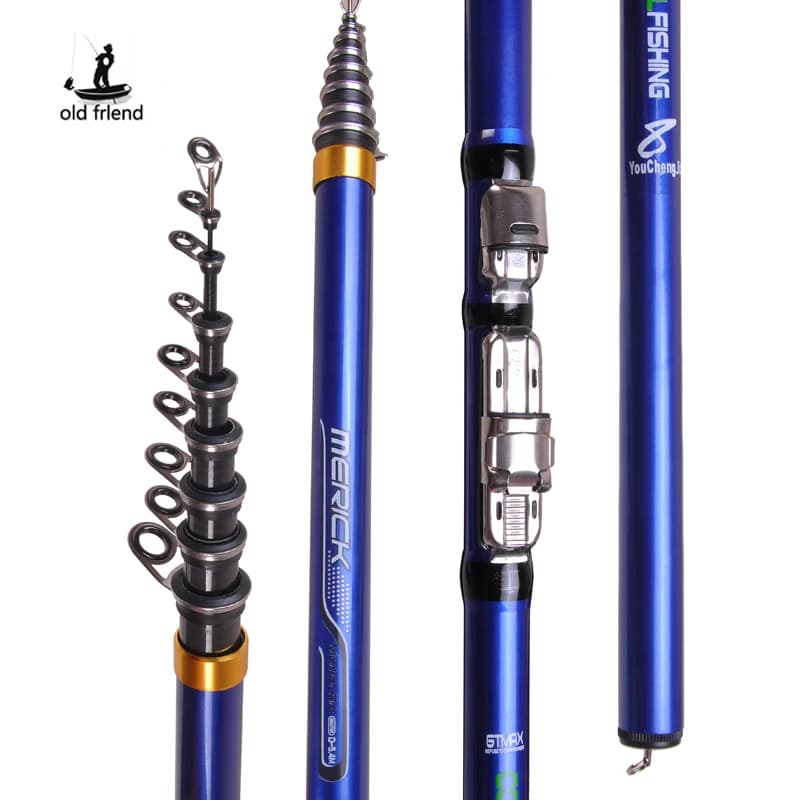 Canne à pêche télescopique carbone 3.6m à 6.3m puissance M pour surfcasting, rock fishing et carpe feeder