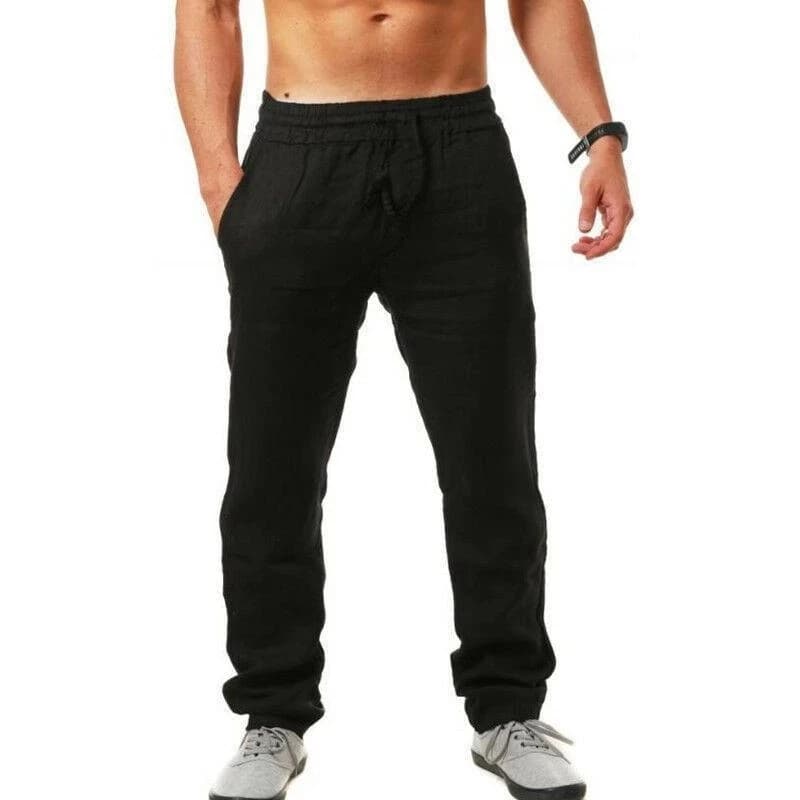Pantalon coton lin été hip-hop décontracté pêche occasionnelle élastique respirant homme