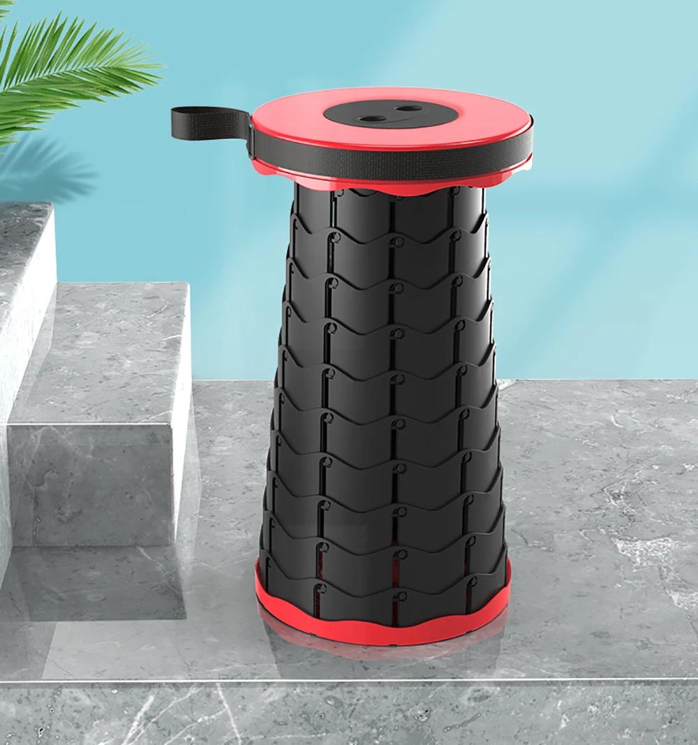 Tabouret pliant télescopique léger plastique pour pêche camping file d'attente transport