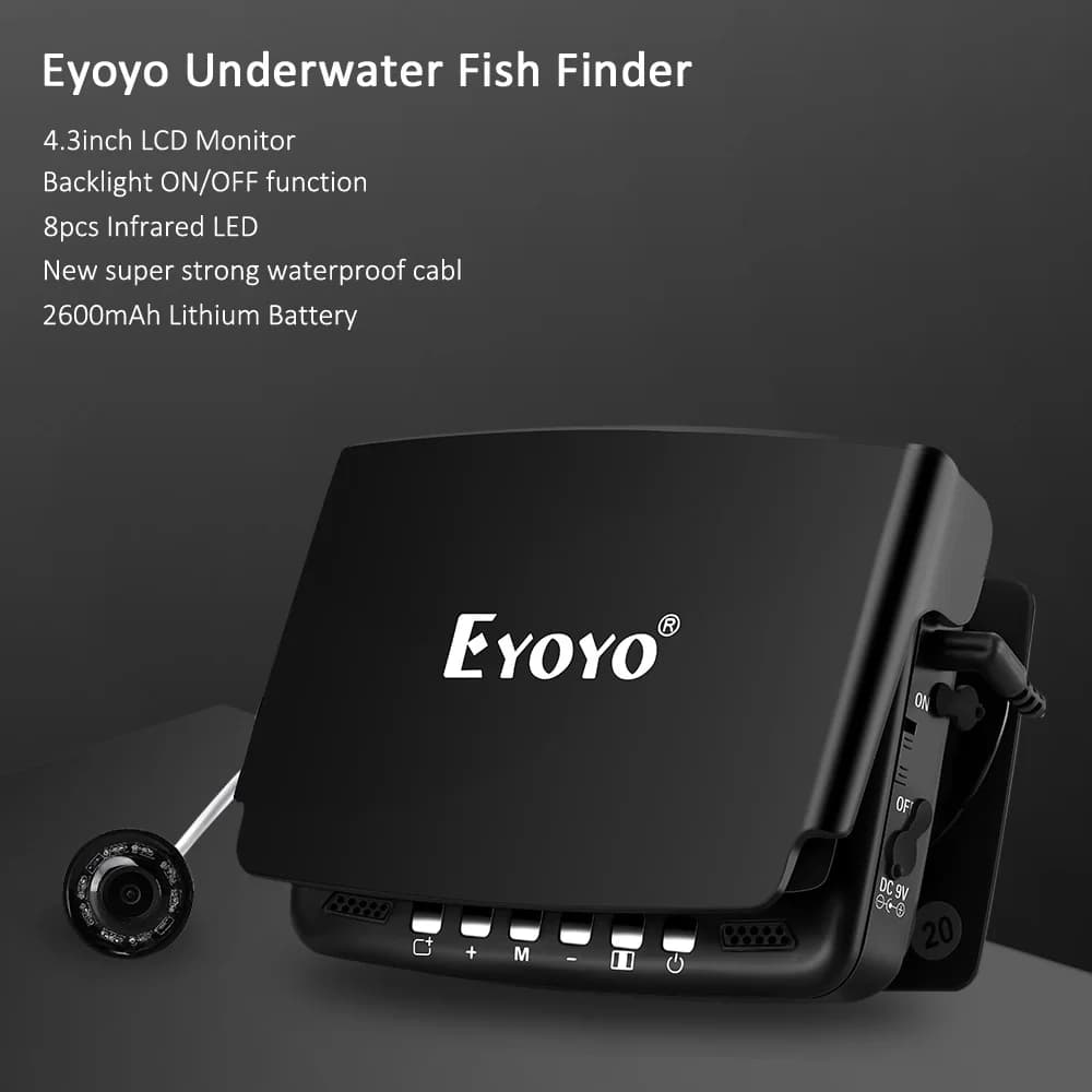 Caméra de pêche sous glace Eyoyo EF43A 4.3 pouces avec enregistreur DVR et 8 LEDs infrarouges