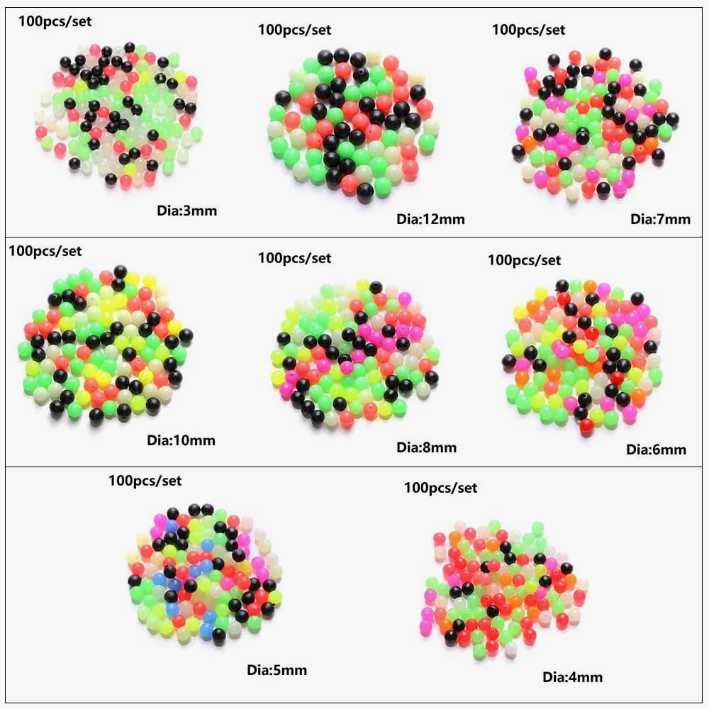 100PCS Round Mixed Color PE Plastic Cross Stopper Beads for Carp Rig Fish Baits Beads Outdoor Fishing Lures Tackle Accessories