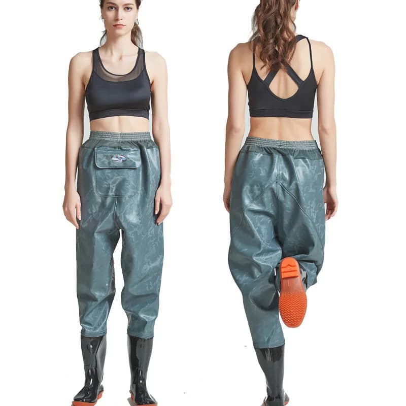 Waders de pêche PVC une pièce imperméables antidérapants pour rivière jardin lavage auto