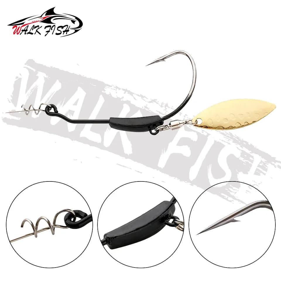 Leurre métal cuiller WALK FISH 3 à 9g avec hameçon offset anti-rotation et séquins pour pêche aux leurres