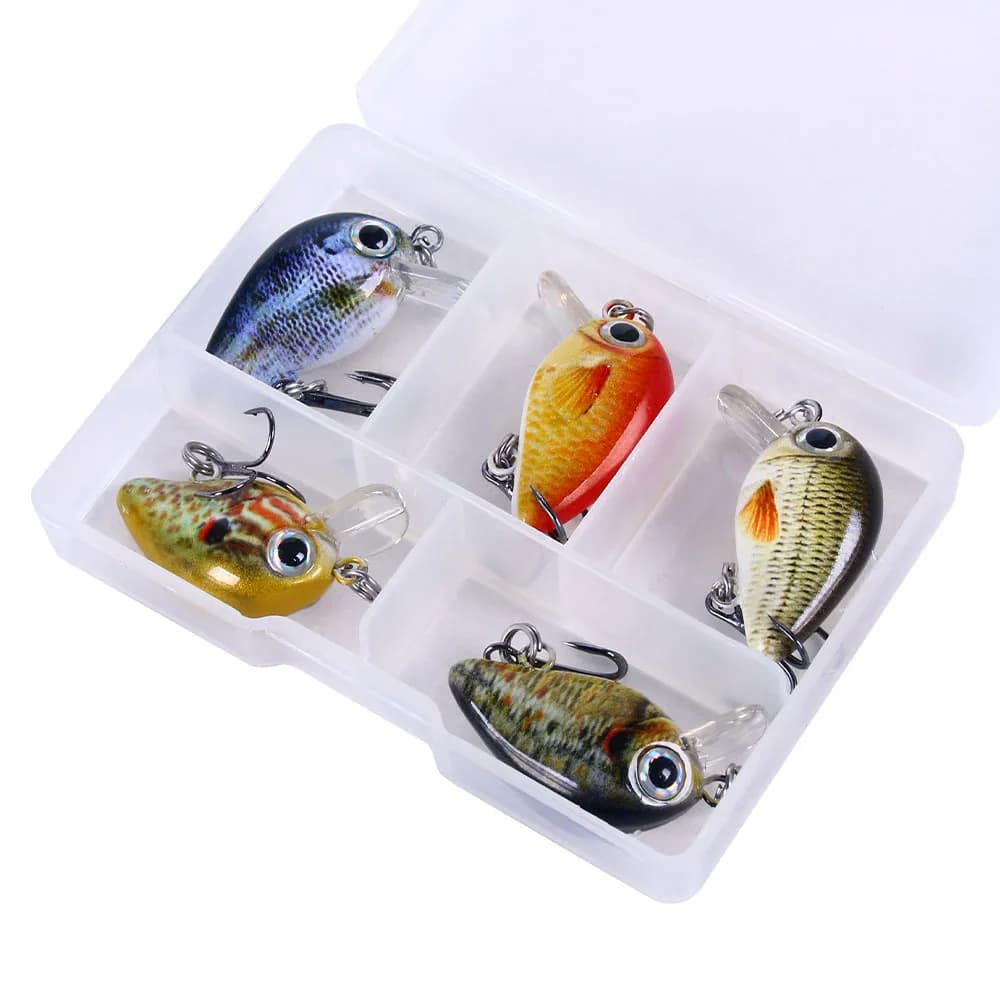 Kit 5 leurres crankbait mini 3cm 1.5g-2g pour truite et perche pêche artificielle