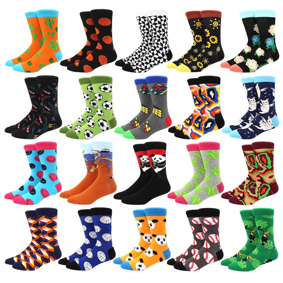 Chaussettes fantaisie homme motifs animaux drôles et colorés en coton pour tenue élégante originale