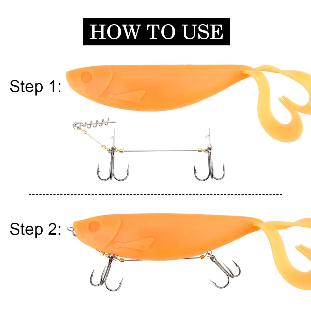 Montage Spin Rig avec Hameçons Double pour Brochet et Leurres Souples Shad Belly Stinger